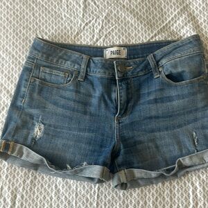 Paige medium wash denim shorts